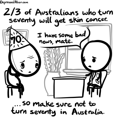 Alien learns about cancer statistics.